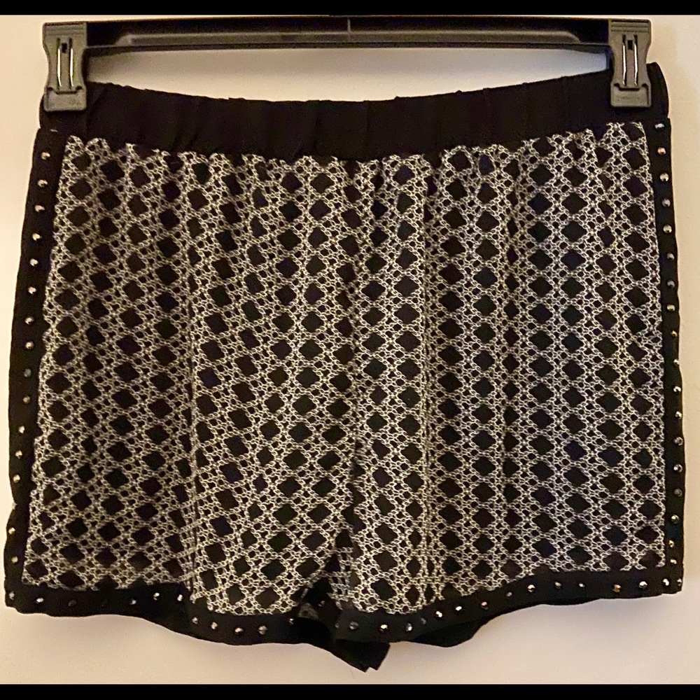ASOS black and white pattern studded dress shorts
